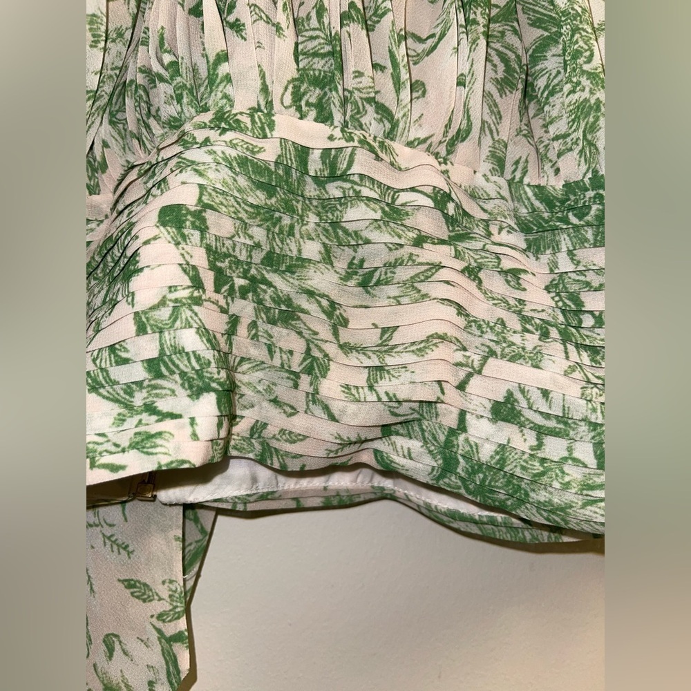 Amur Lee Plissé Leaf Print Silk Blouse, small - Picture 8 of 13